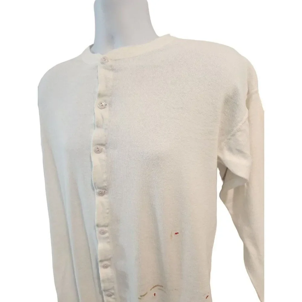 Vintage Sears White Union Suit Cotton USA Pilgrim Trap Door M Long Johns Thermal